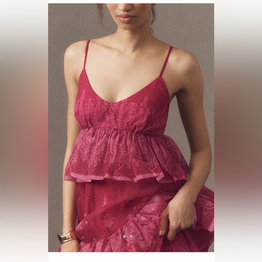 Anthropologie “Let Me Be” Sleeveless Sheer Tiered Midi Dress NWT - Picture 3 of 9